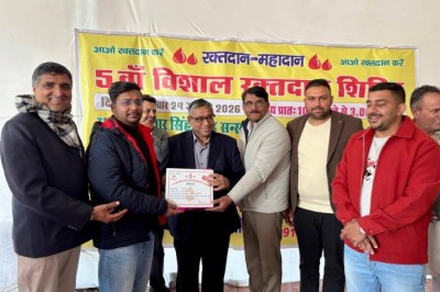 Attended a Blood Donation Camp held at the New Grain Market, Rohtak.